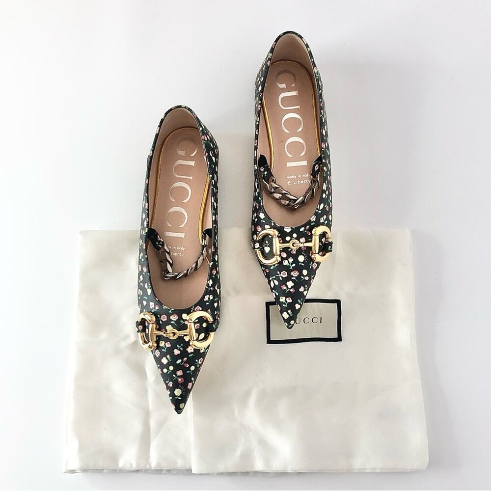Gucci x Liberty Floral Horsebit Maryjane Pointed Toe Ballet Flats 36.5 - Picture 2 of 8